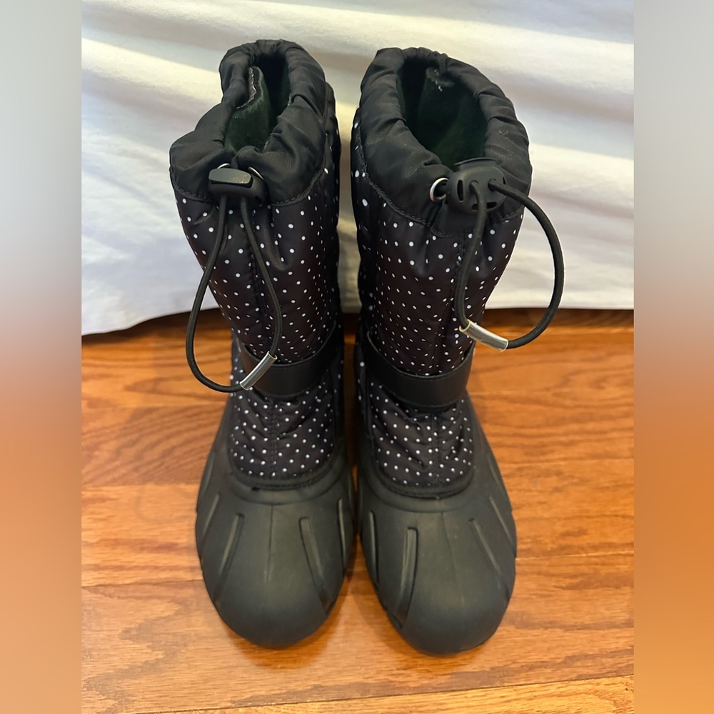 Sorel Winter Insulated Black With White Polka Dots Snow Boots Women’s Size 6
